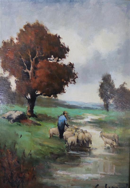 Italian School, pair of oils on canvas, landscapes in summer and winter 20 x 15cm